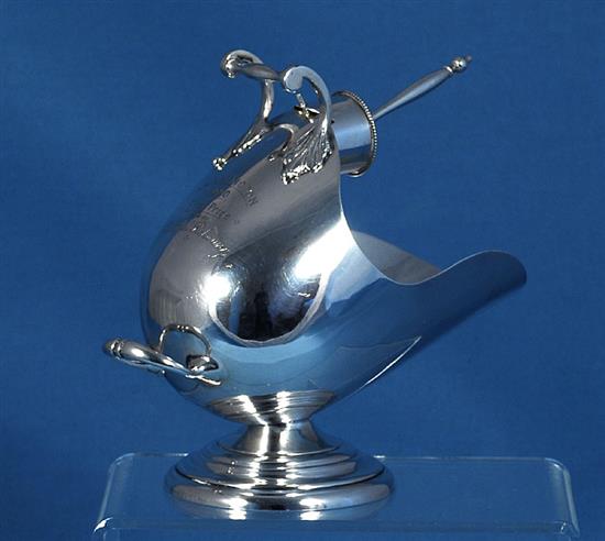 A Victorian novelty silver sugar bowl, modelled as a coal scuttle by John Newton Mappin, height 147mm, weight 7.7oz/240grms.